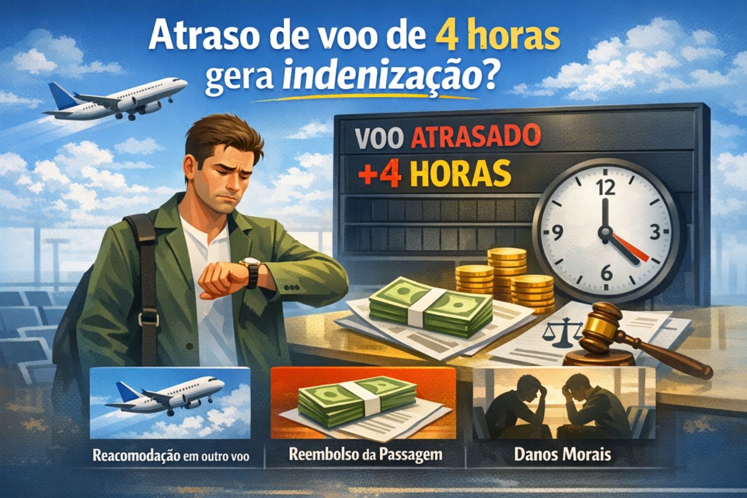 Atraso de voo de 4 horas gera indenização?