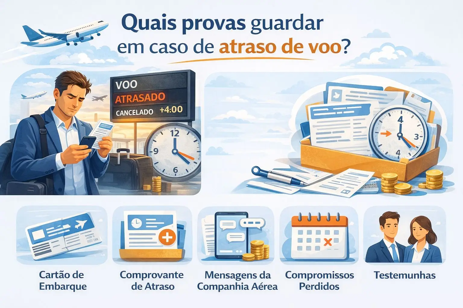 Quais provas guardar em caso de atraso de voo?